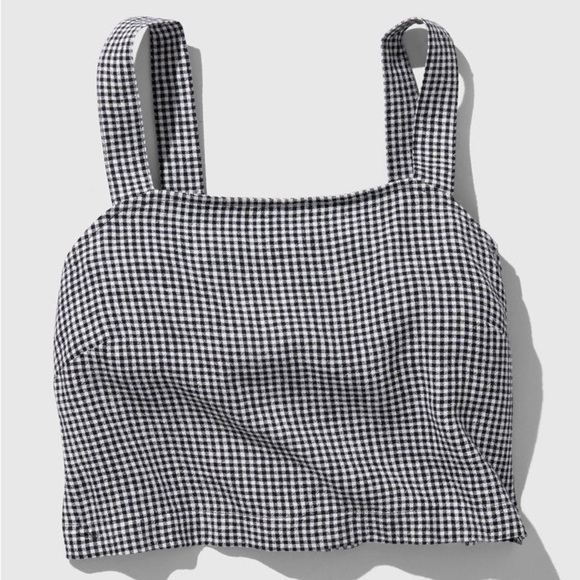 United By Blue Linen Pull-On Short and Cropped Tank Set, Black/White Gingham, L - Picture 4 of 16